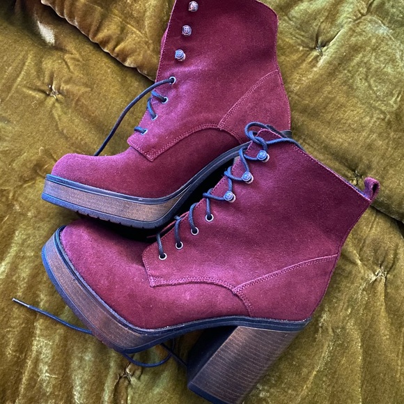 Shellys London Shoes - Shelly’s London | burgundy platform ankle boot